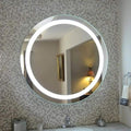 Round Mirror - Hatched Line - White LED lighting with Touch switch