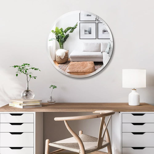 Clear Round Mirror with 2 cm Beveled edge (60 cm, 4mm)