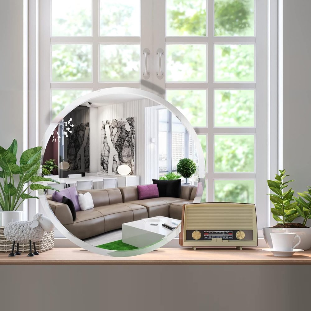Clear Circular Mirror with 2 cm Beveled edge (80 cm, 4mm)