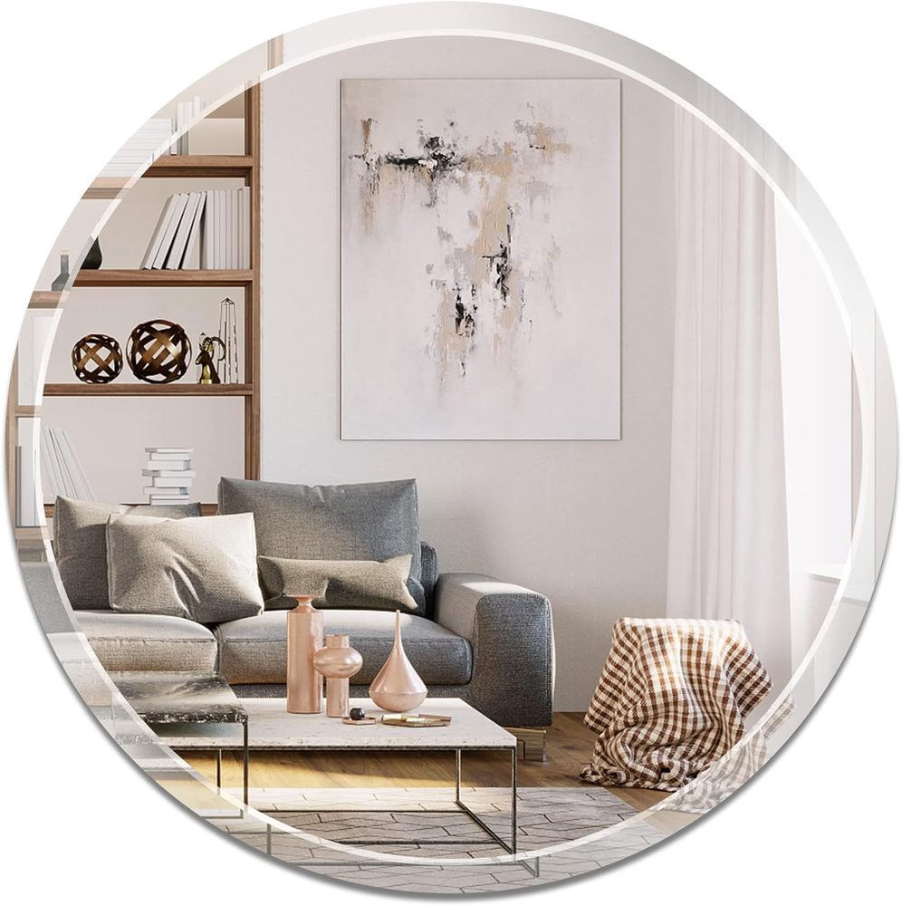 Clear Round Mirror with 2 cm Beveled edge (60 cm, 6mm)