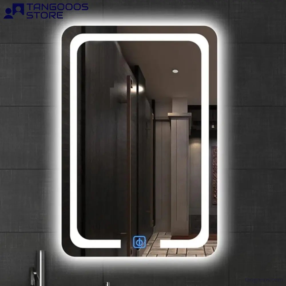 SOFT Vertical LED Vanity Mirror – Rounded Corner Rectangle Mirror with Front Frosted Lighting Ambient Backlight & Touch