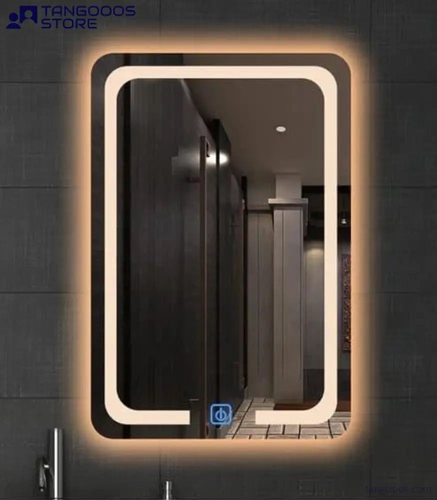 SOFT Vertical LED Vanity Mirror – Rounded Corner Rectangle Mirror with Front Frosted Lighting Ambient Backlight & Touch