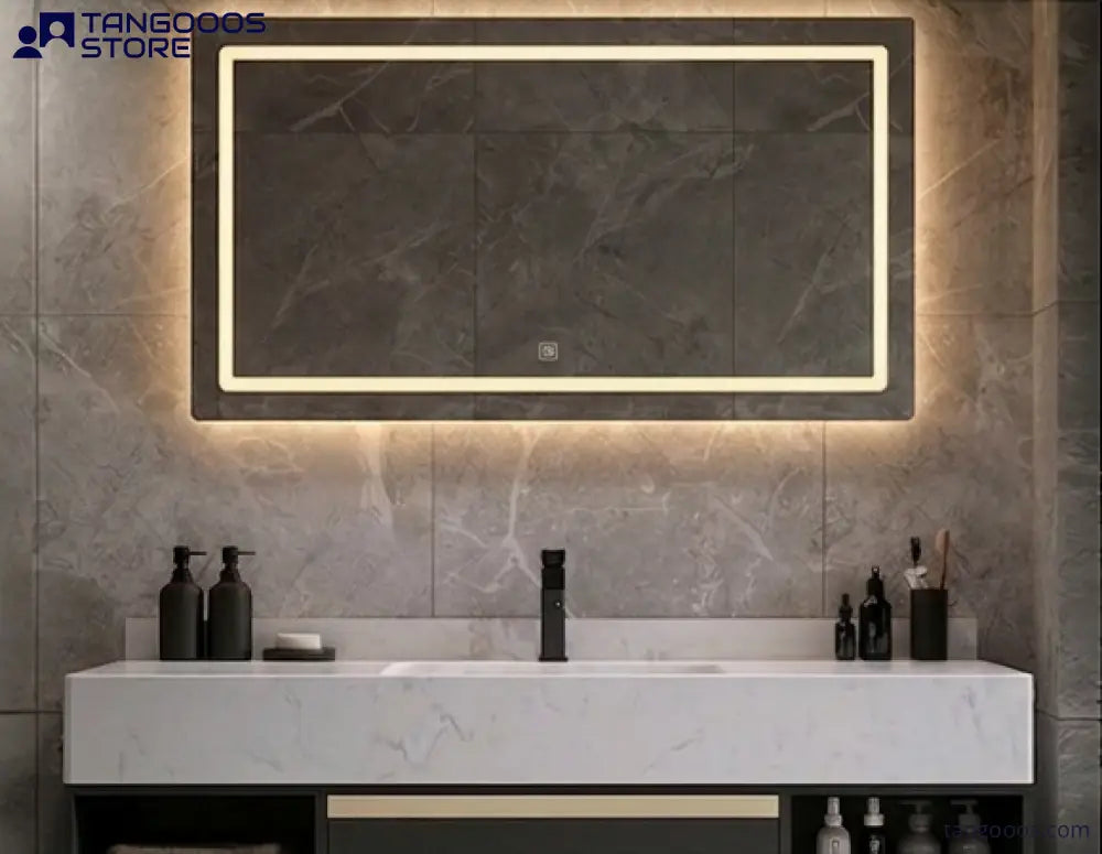 ZONTA LED Bathroom Vanity Mirror – Rectangular Frameless Mirror with Front Frosted Lighting Ambient Backlight & Touch