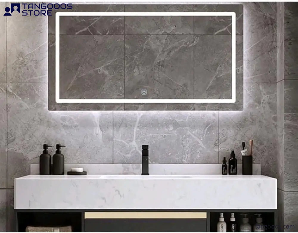 ZONTA LED Bathroom Vanity Mirror – Rectangular Frameless Mirror with Front Frosted Lighting Ambient Backlight & Touch